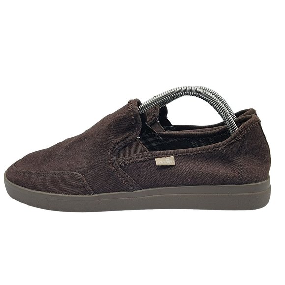 Sanuk Vagabond Mens 9.5 Dark Brown Slip-On Sneaker LX Comfort Casual Shoes - Picture 5 of 12
